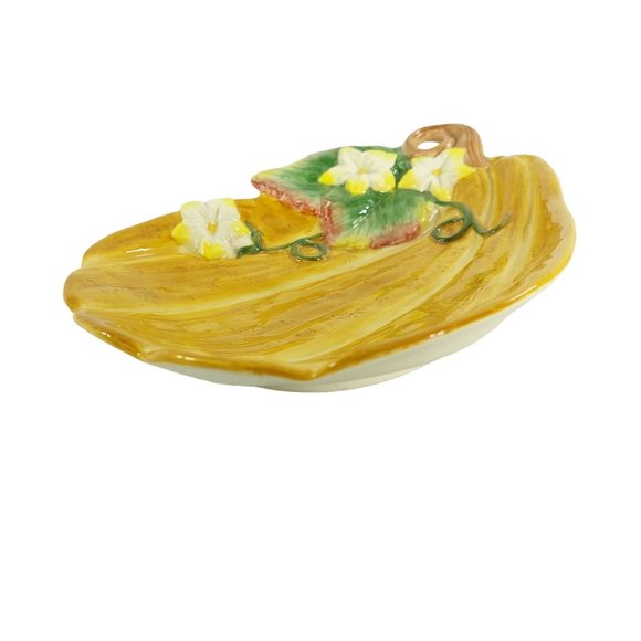 Condiment Serving Dish Fitz and Floyd Classics Autumn Gourd With Flowers Vintage - Picture 2 of 8